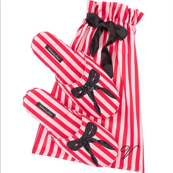 NWT Victoria’s Secret Pink & Red Striped Slippers | Size 7/8 - Picture 3 of 11